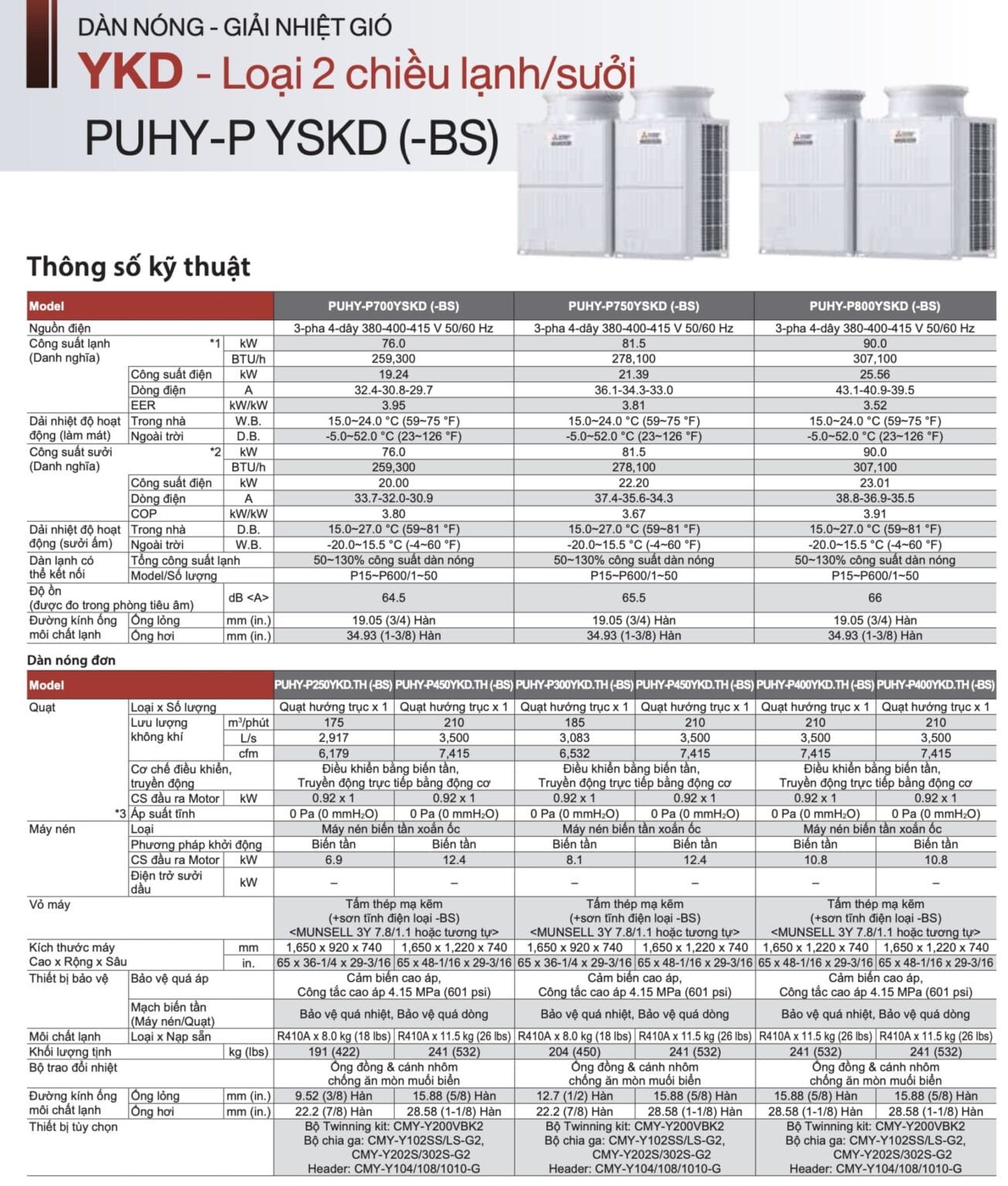 Dàn nóng VRF Mitsubishi Electric (Lạnh / Sưởi) - Thông số kỹ thuật 4