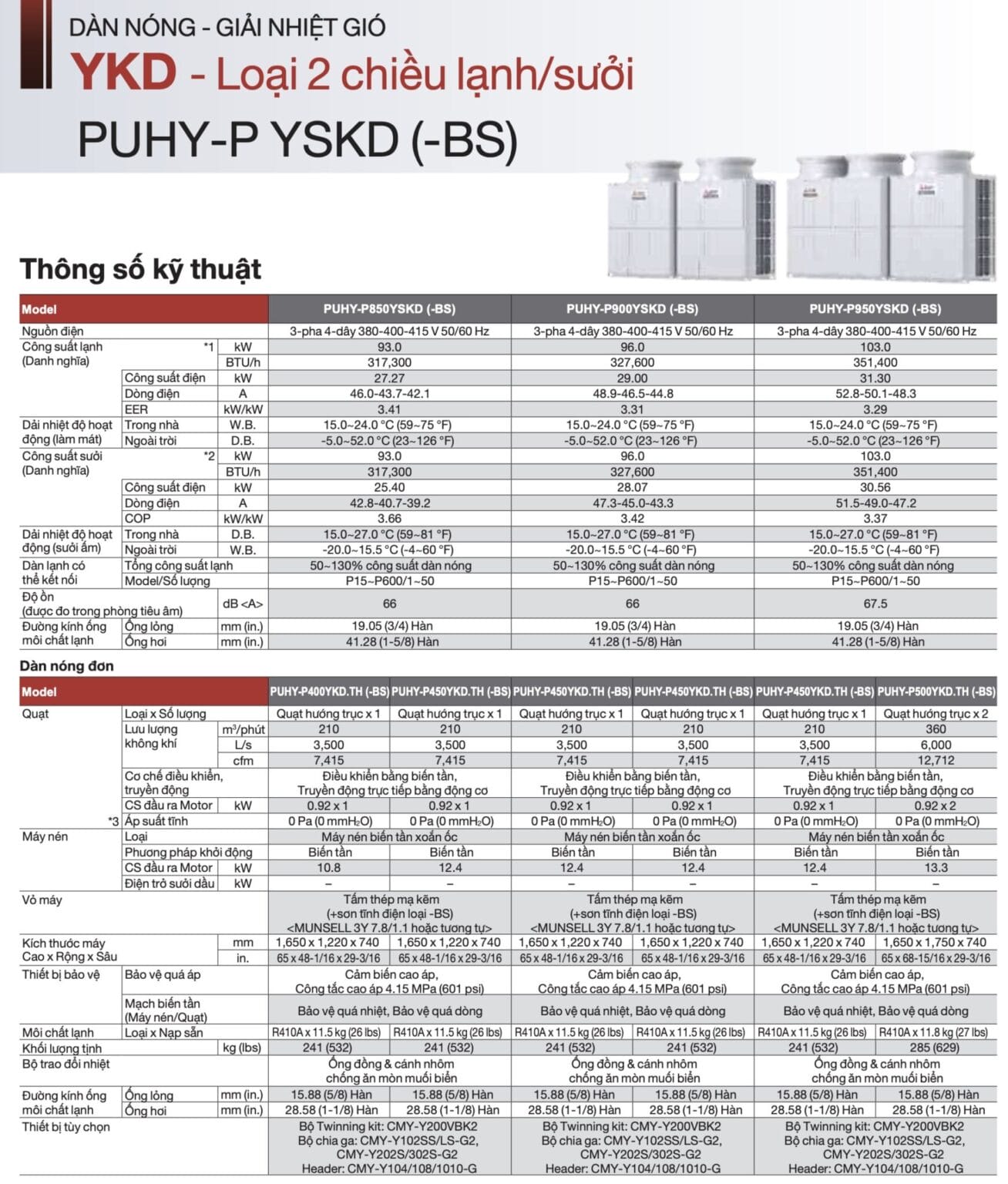 Dàn nóng VRF Mitsubishi Electric (Lạnh / Sưởi) - Thông số kỹ thuật 5