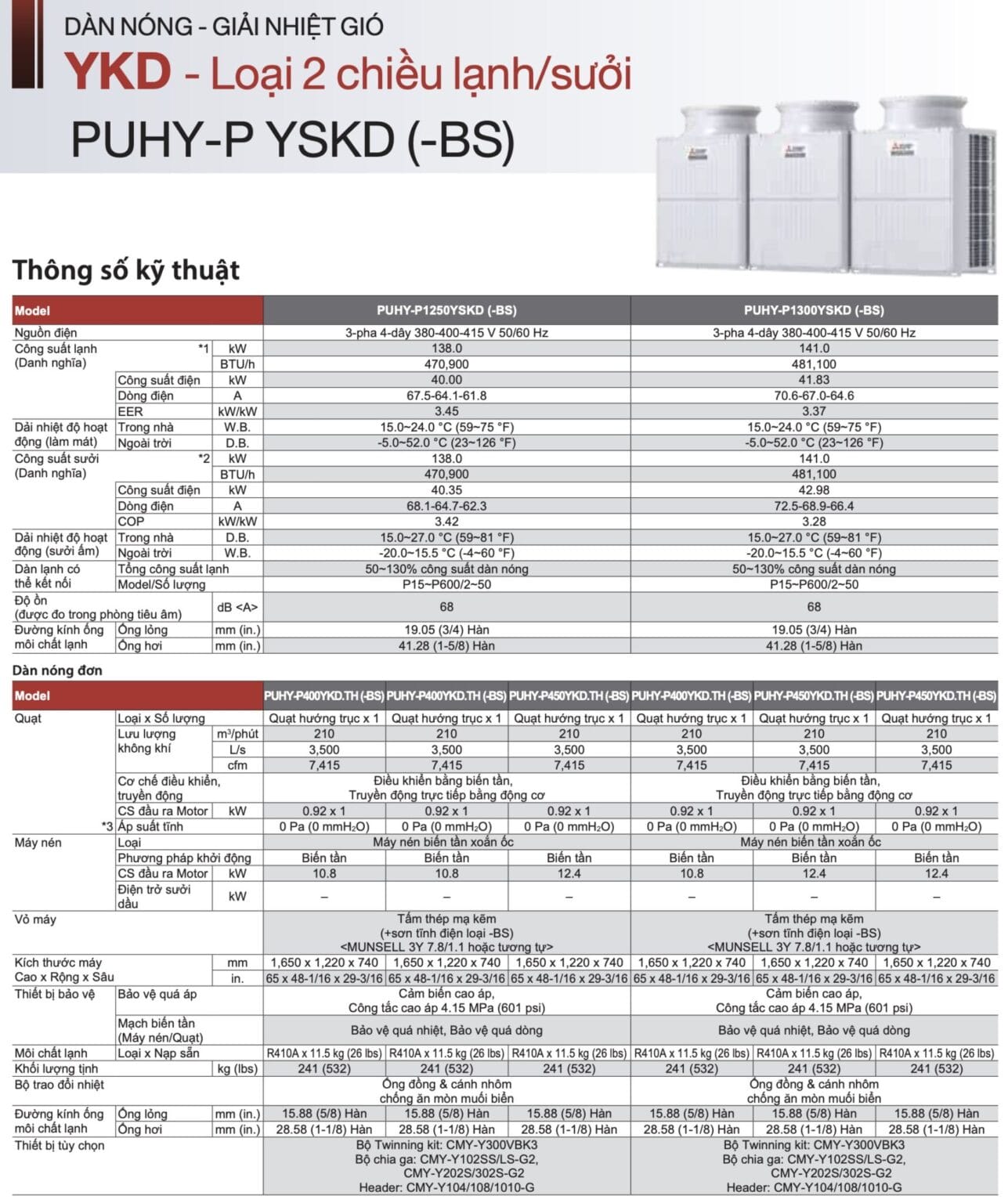 Dàn nóng VRF Mitsubishi Electric (Lạnh / Sưởi) - Thông số kỹ thuật 8