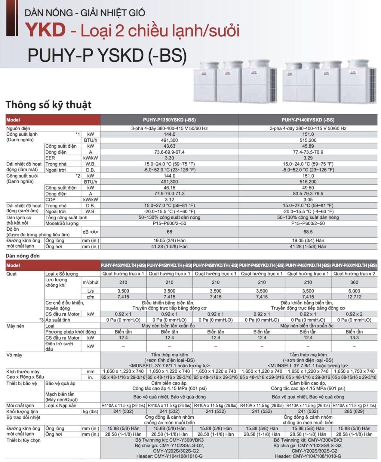 Dàn nóng VRF Mitsubishi Electric (Lạnh / Sưởi) - Thông số kỹ thuật 9