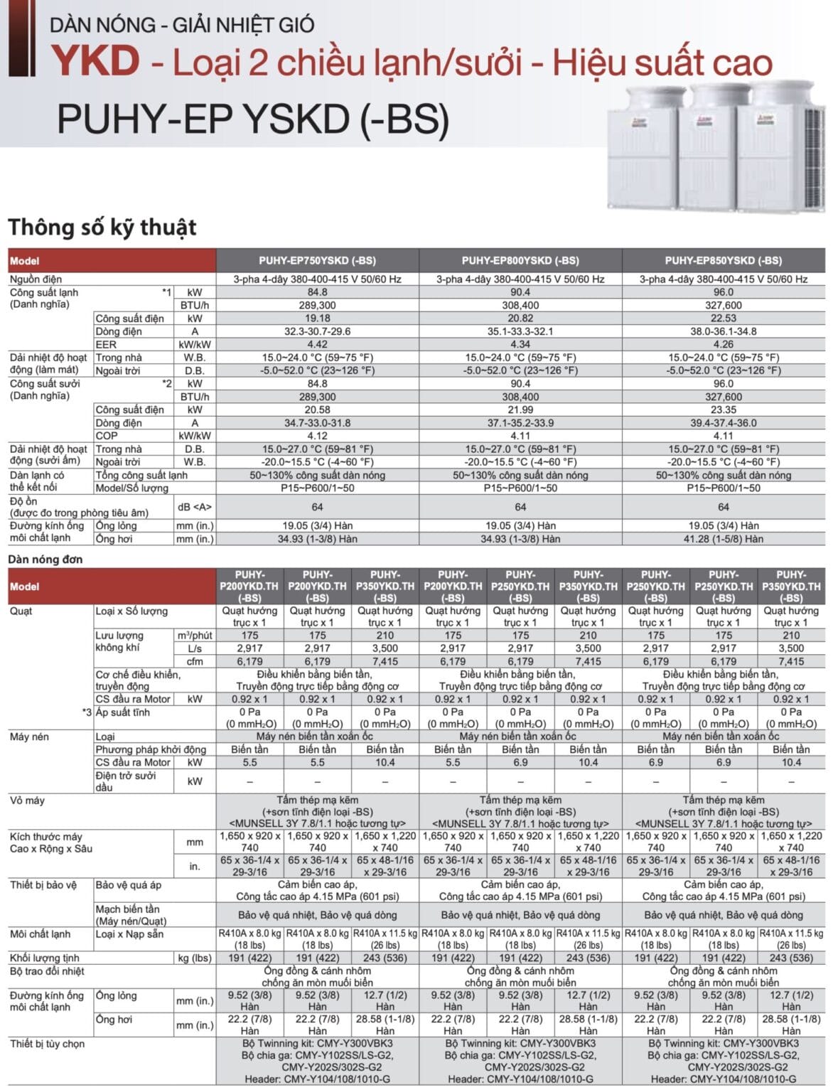 Dàn nóng VRF Mitsubishi Electric (Lạnh / Sưởi) - Thông số kỹ thuật 13